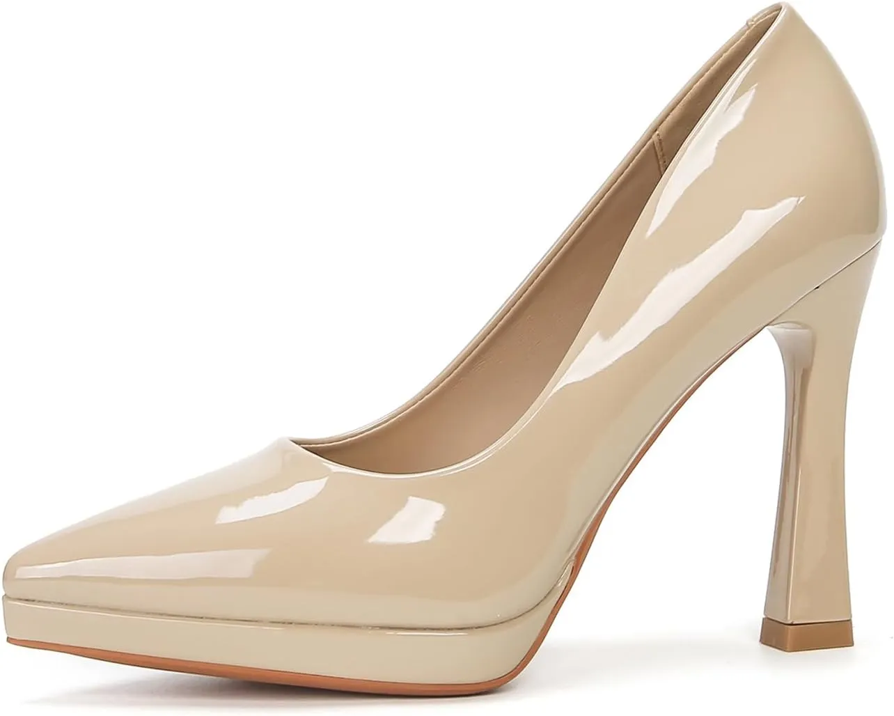 Women's Patent Leather Platform Stiletto Pumps Sexy Closed Pointed Toe Slip On Comfortable High Heels Sandals for Party Wedding Date Office Dress Shoes