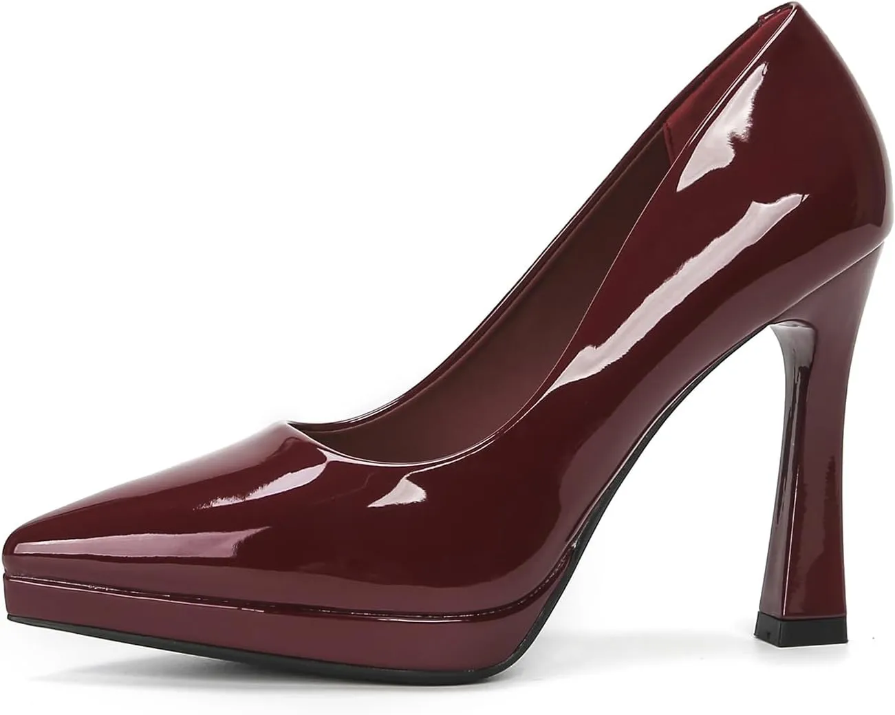 Women's Patent Leather Platform Stiletto Pumps Sexy Closed Pointed Toe Slip On Comfortable High Heels Sandals for Party Wedding Date Office Dress Shoes