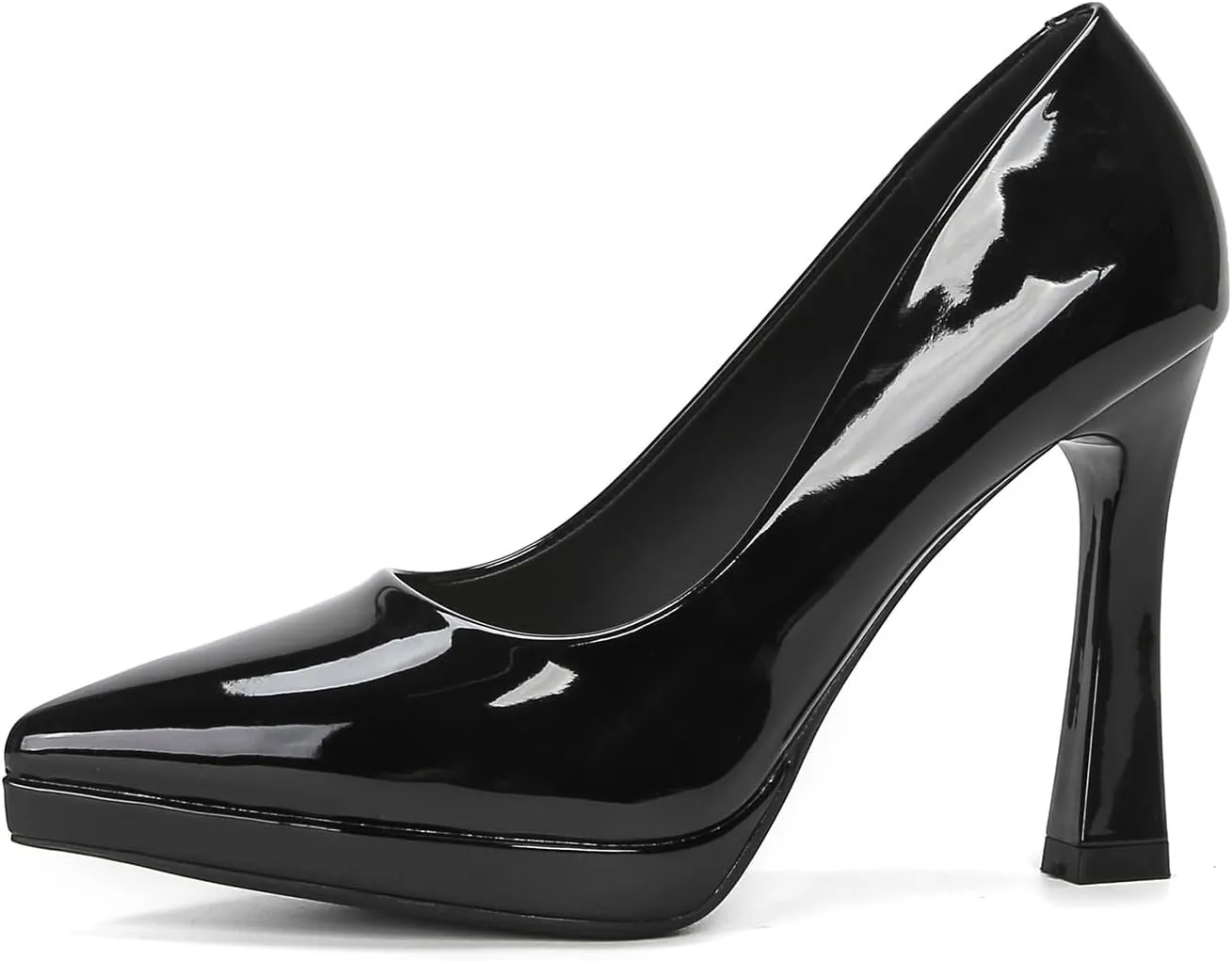 Women's Patent Leather Platform Stiletto Pumps Sexy Closed Pointed Toe Slip On Comfortable High Heels Sandals for Party Wedding Date Office Dress Shoes