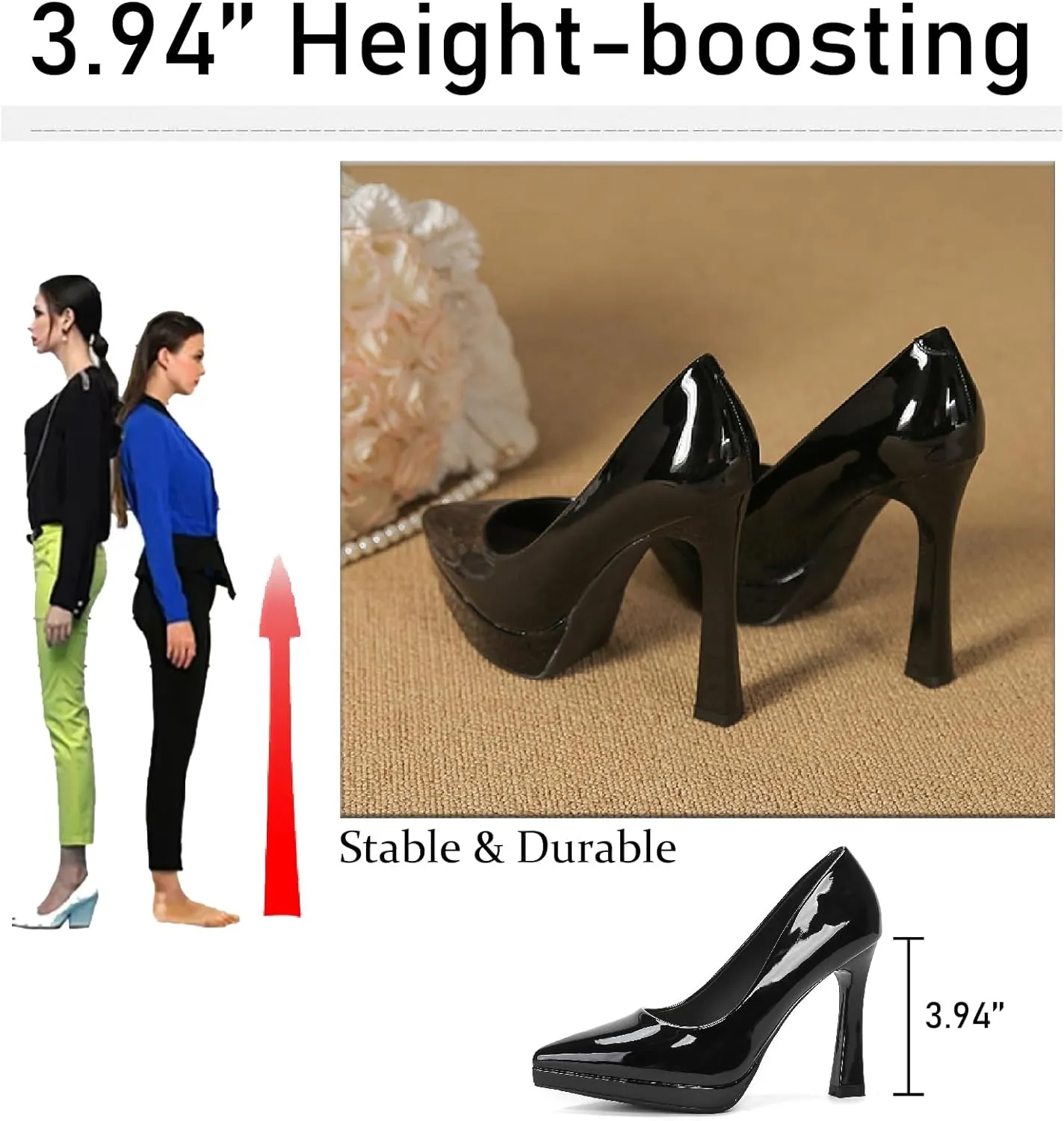 Women's Patent Leather Platform Stiletto Pumps Sexy Closed Pointed Toe Slip On Comfortable High Heels Sandals for Party Wedding Date Office Dress Shoes