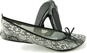 Women's Patent Style Foldable Portable Ballet Flats Shoes - Travel Wedding Foldup Slip On in a Carry Pouch