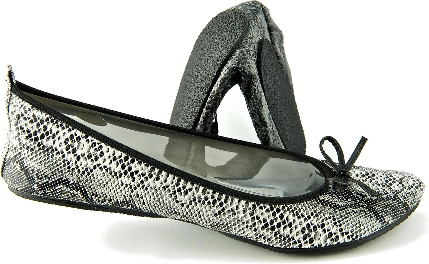 Women's Patent Style Foldable Portable Ballet Flats Shoes - Travel Wedding Foldup Slip On in a Carry Pouch