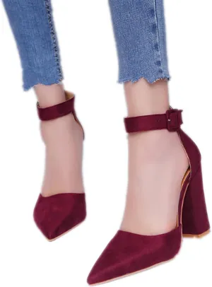 ZBYY Women's Pointed Toe High Heels Ankle Strap Pumps Shoes Summer Ankle Strap Chunky Heel Party Wedding Dress Sandals
